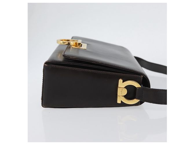 Borsa a Spalla Gancini in Pelle Marrone Oro Salvatore Ferragamo Auth ka3381 D'oro - vista 3