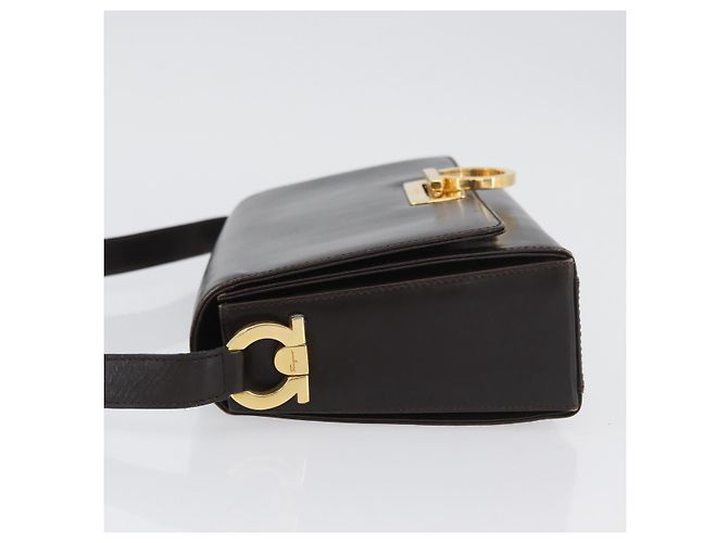 Borsa a Spalla Gancini in Pelle Marrone Oro Salvatore Ferragamo Auth ka3381 D'oro - vista 4
