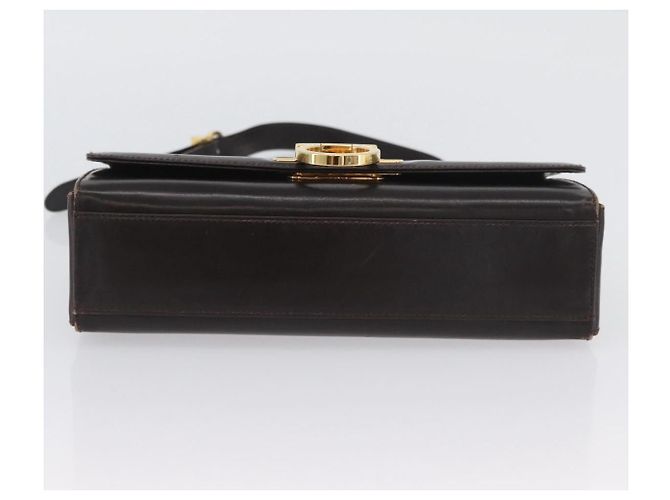 Borsa a Spalla Gancini in Pelle Marrone Oro Salvatore Ferragamo Auth ka3381 D'oro - vista 5