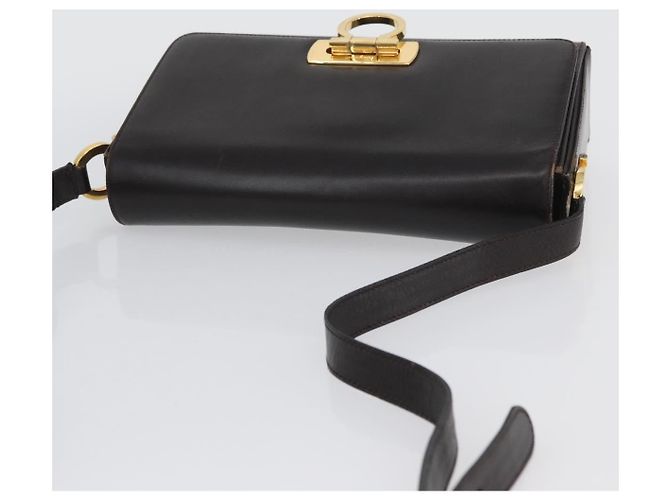 Borsa a Spalla Gancini in Pelle Marrone Oro Salvatore Ferragamo Auth ka3381 D'oro - vista 6