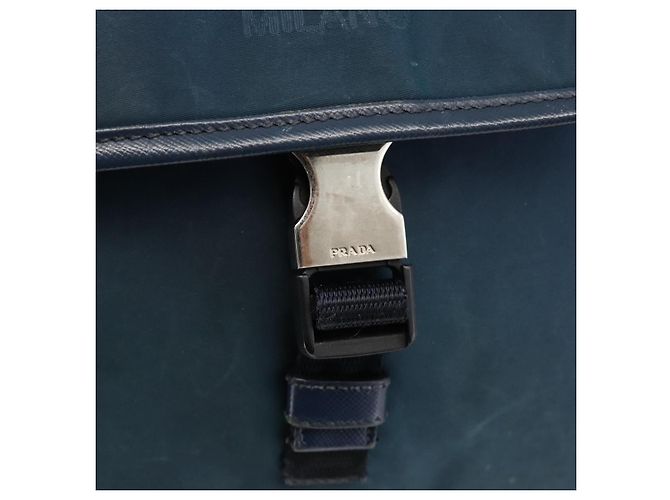 Borsa a Spalla PRADA in Nylon Blu Navy Argento Autentica LNZ603 - vista 10
