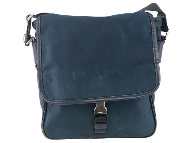 Borsa a Spalla PRADA in Nylon Blu Navy Argento Autentica LNZ603 - vista 13