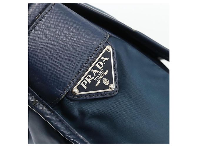 Borsa a Spalla PRADA in Nylon Blu Navy Argento Autentica LNZ603 - vista 17