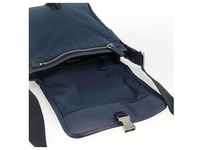 Borsa a Spalla PRADA in Nylon Blu Navy Argento Autentica LNZ603 - vista 18