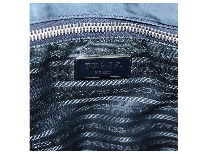 Borsa a Spalla PRADA in Nylon Blu Navy Argento Autentica LNZ603 - vista 19