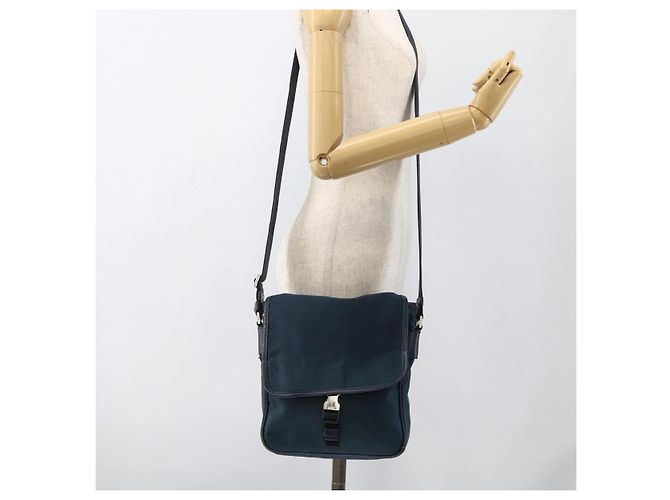 Borsa a Spalla PRADA in Nylon Blu Navy Argento Autentica LNZ603 - vista 25