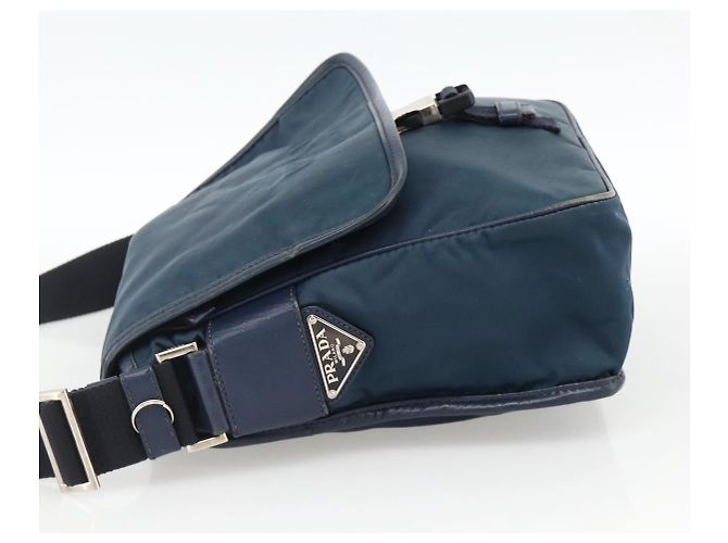 Borsa a Spalla PRADA in Nylon Blu Navy Argento Autentica LNZ603 - vista 3