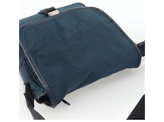 Borsa a Spalla PRADA in Nylon Blu Navy Argento Autentica LNZ603 - vista 6