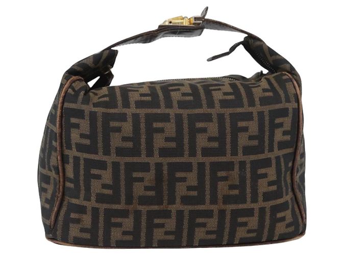 FENDI Borsa Vanity in Tela Zucca Nera Marrone Auth ep13903 Nero - vista 13