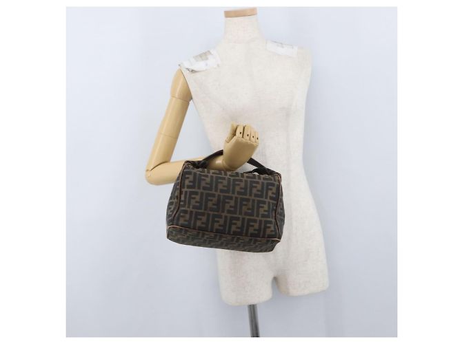 FENDI Borsa Vanity in Tela Zucca Nera Marrone Auth ep13903 Nero - vista 23