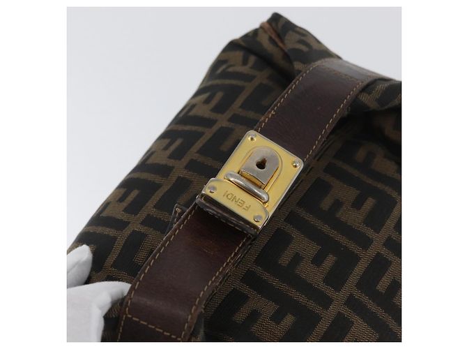 FENDI Borsa Vanity in Tela Zucca Nera Marrone Auth ep13903 Nero - vista 7