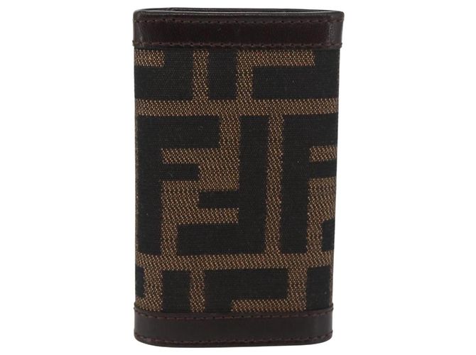 FENDI Zucca Canvas Key Case Black Brown Auth am11078A - view 2
