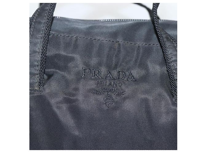 PRADA Bolso de mano de nailon negro plateado Auth ARZ694 Plata - vista 10