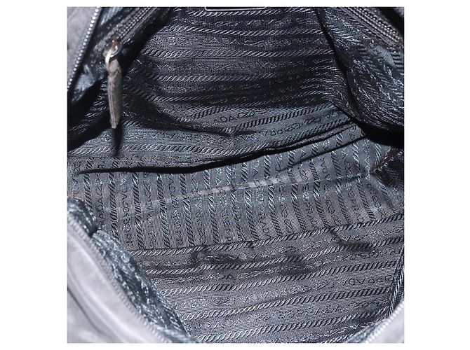 PRADA Bolso de mano de nailon negro plateado Auth ARZ694 Plata - vista 11