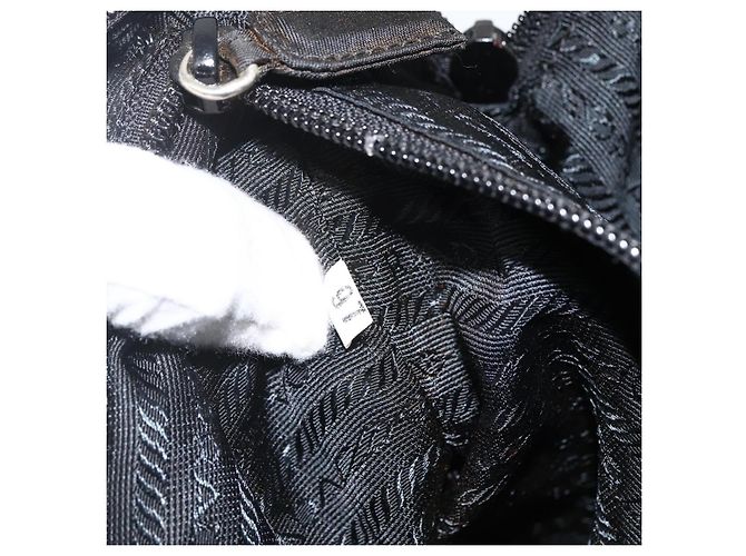 PRADA Bolso de mano de nailon negro plateado Auth ARZ694 Plata - vista 12