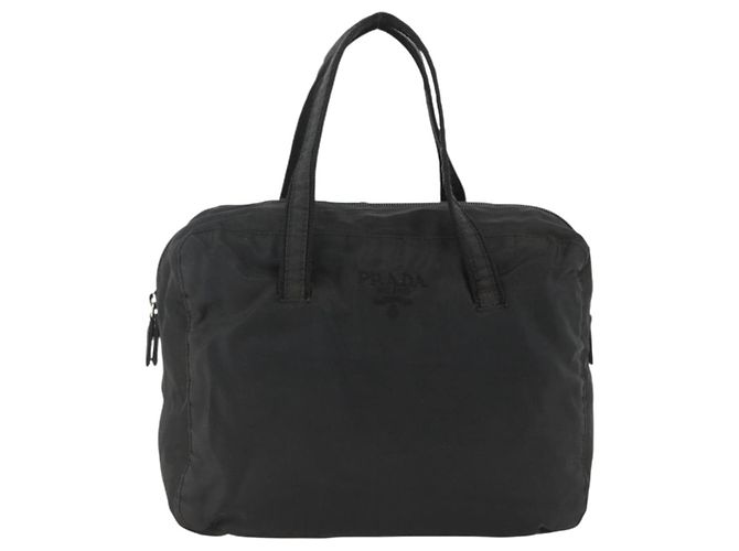 PRADA Bolso de mano de nailon negro plateado Auth ARZ694 Plata - vista 13