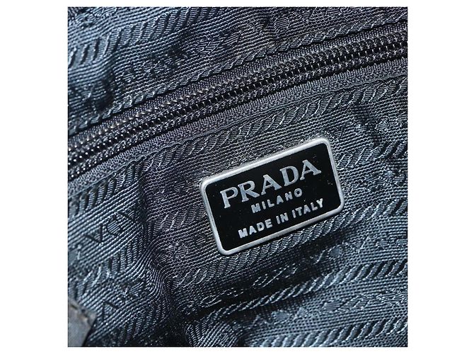 PRADA Bolso de mano de nailon negro plateado Auth ARZ694 Plata - vista 18