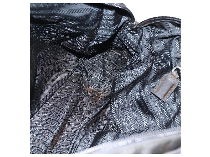 PRADA Bolso de mano de nailon negro plateado Auth ARZ694 Plata - vista 20