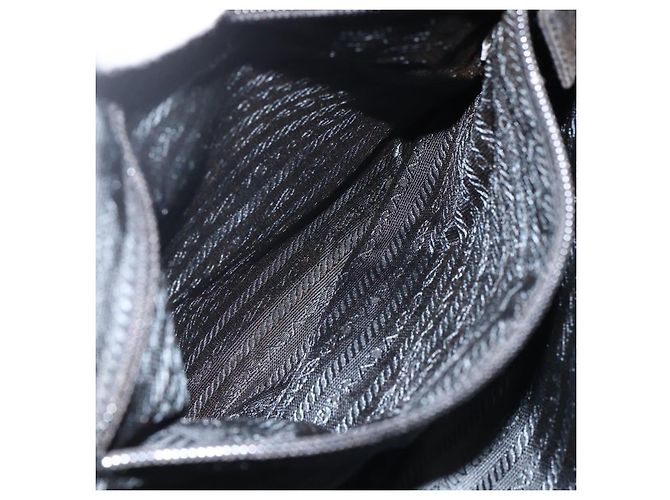 PRADA Bolso de mano de nailon negro plateado Auth ARZ694 Plata - vista 22