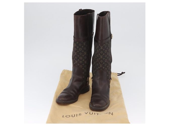 Stivali Monogram Idylle LOUIS VUITTON 36 Marrone Scuro LV Auth 174048A - vista 37