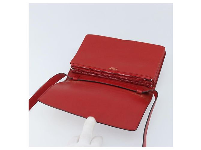 Céline Borsa a Spalla in Pelle Rossa e Oro Auth AMZ004A Rosso D'oro - vista 11