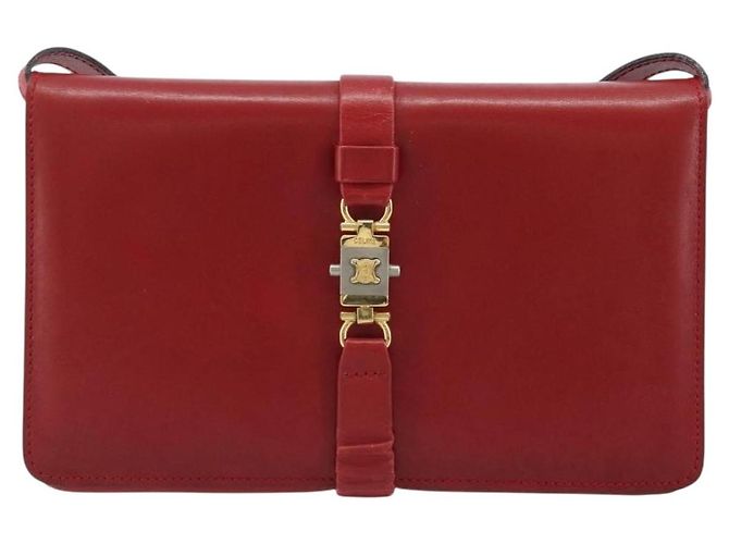 Céline Borsa a Spalla in Pelle Rossa e Oro Auth AMZ004A Rosso D'oro - vista 13
