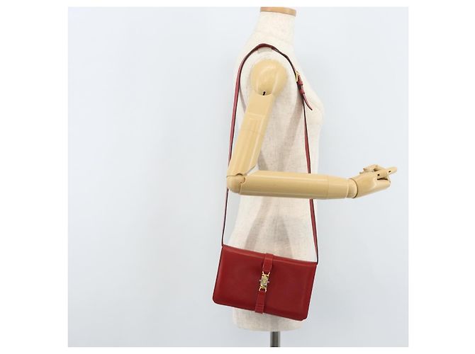 Céline Borsa a Spalla in Pelle Rossa e Oro Auth AMZ004A Rosso D'oro - vista 23
