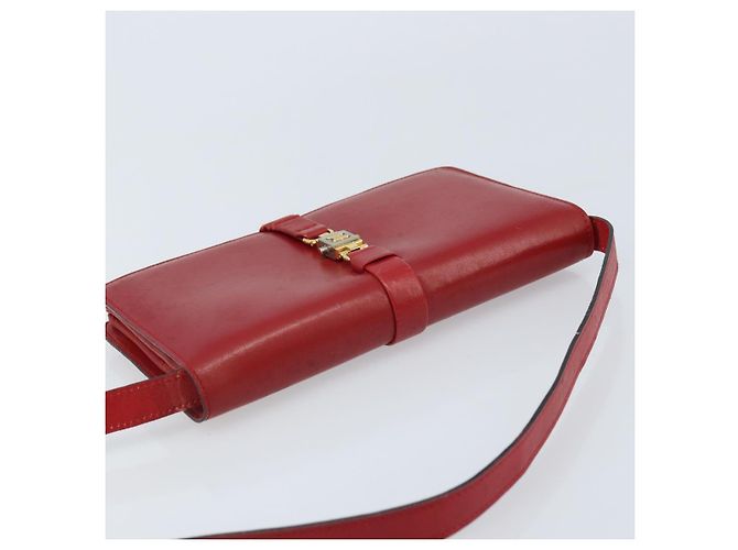 Céline Borsa a Spalla in Pelle Rossa e Oro Auth AMZ004A Rosso D'oro - vista 6