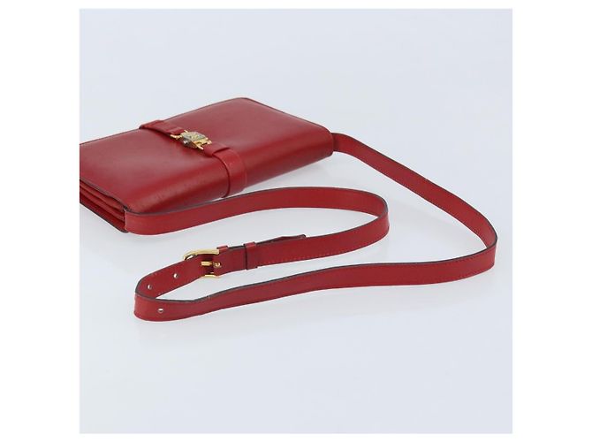 Céline Borsa a Spalla in Pelle Rossa e Oro Auth AMZ004A Rosso D'oro - vista 7