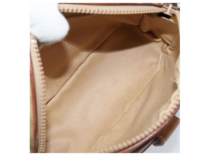 Céline Borsa a Spalla in Tela Macadam CELINE PVC Beige Oro Auth LNZ711 D'oro - vista 11