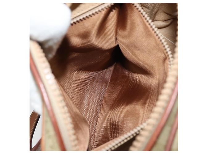 Céline Borsa a Spalla in Tela Macadam CELINE PVC Beige Oro Auth LNZ711 D'oro - vista 12