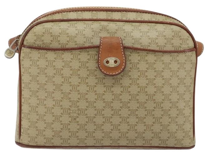Céline Borsa a Spalla in Tela Macadam CELINE PVC Beige Oro Auth LNZ711 D'oro - vista 13