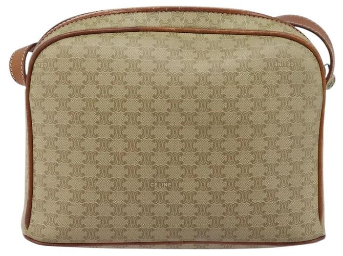 Céline Borsa a Spalla in Tela Macadam CELINE PVC Beige Oro Auth LNZ711 D'oro - vista 2