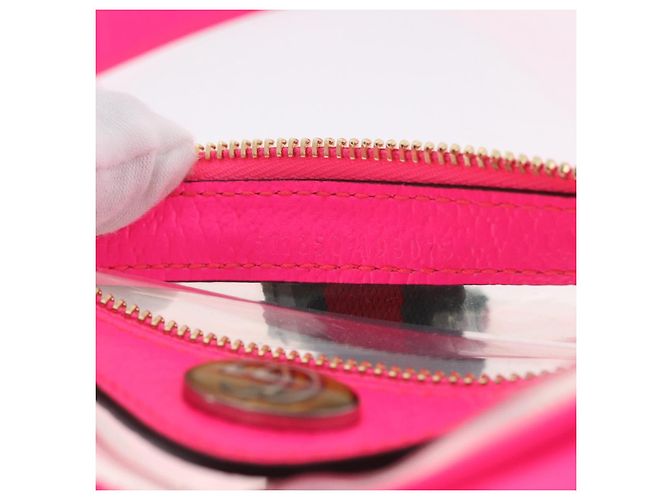 Gucci Borsa a Spalla Web Sherry Line in Vinile Trasparente Rosa 517350 Auth YKZ583A - vista 12