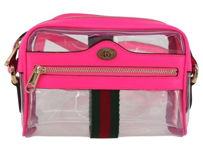 Gucci Borsa a Spalla Web Sherry Line in Vinile Trasparente Rosa 517350 Auth YKZ583A - vista 13