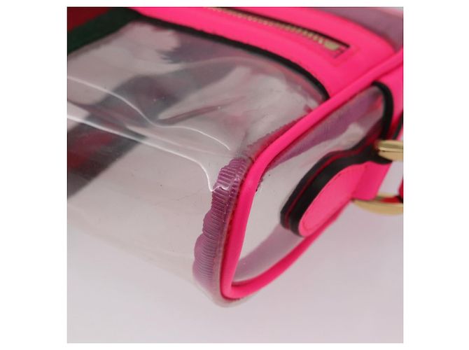 Gucci Borsa a Spalla Web Sherry Line in Vinile Trasparente Rosa 517350 Auth YKZ583A - vista 14