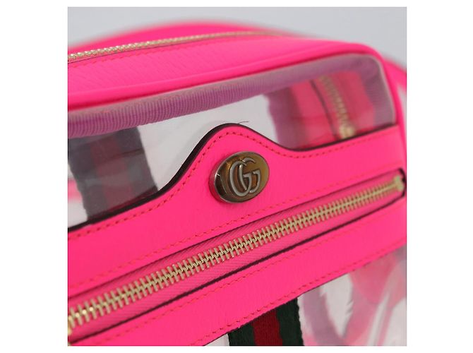 Gucci Borsa a Spalla Web Sherry Line in Vinile Trasparente Rosa 517350 Auth YKZ583A - vista 18