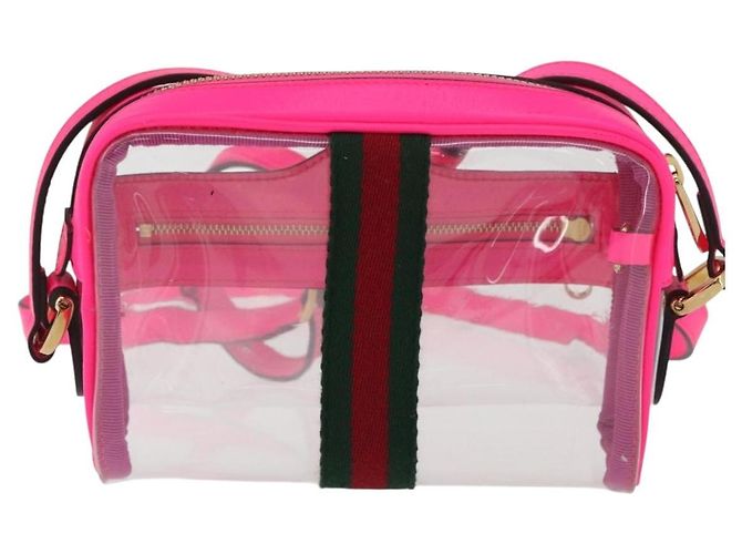Gucci Borsa a Spalla Web Sherry Line in Vinile Trasparente Rosa 517350 Auth YKZ583A - vista 2