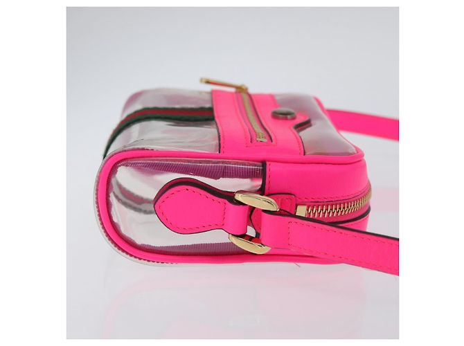 Gucci Borsa a Spalla Web Sherry Line in Vinile Trasparente Rosa 517350 Auth YKZ583A - vista 3