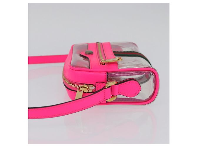 Gucci Borsa a Spalla Web Sherry Line in Vinile Trasparente Rosa 517350 Auth YKZ583A - vista 4