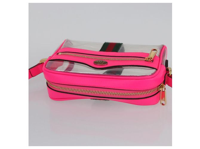 Gucci Borsa a Spalla Web Sherry Line in Vinile Trasparente Rosa 517350 Auth YKZ583A - vista 6