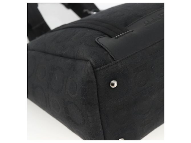 Borsa tote Gancini in tela nera e argento Salvatore Ferragamo Auth ka3385 Nero - vista 14