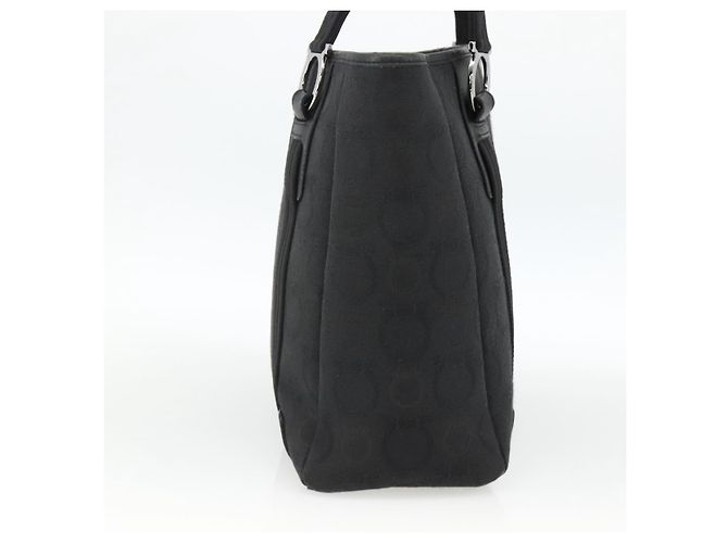 Borsa tote Gancini in tela nera e argento Salvatore Ferragamo Auth ka3385 Nero - vista 3