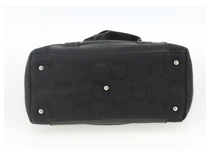Borsa tote Gancini in tela nera e argento Salvatore Ferragamo Auth ka3385 Nero - vista 5
