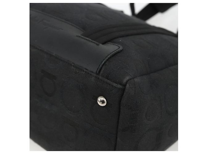 Borsa tote Gancini in tela nera e argento Salvatore Ferragamo Auth ka3385 Nero - vista 9