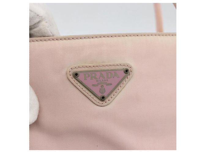 PRADA Bolso de mano de nailon rosa plateado Auth AMZ341 Plata - vista 17