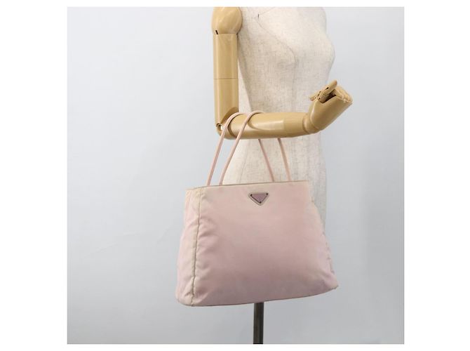 PRADA Bolso de mano de nailon rosa plateado Auth AMZ341 Plata - vista 25