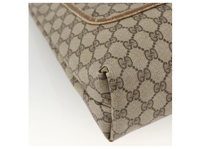 Borsa tote Gucci GG Supreme Web Sherry Line in PVC beige e oro 39 02 003 Auth BSZ492 - vista 14