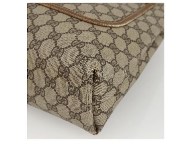 Borsa tote Gucci GG Supreme Web Sherry Line in PVC beige e oro 39 02 003 Auth BSZ492 - vista 9