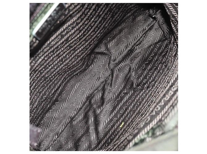 PRADA Schultertasche Nylon Khaki Silber Authentisch BSZ053 - Ansicht 10